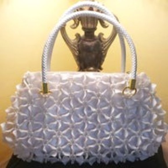 Ladies Fashion Shoulder Crochet Washed White Purse Handbag - Picture 1 of 5